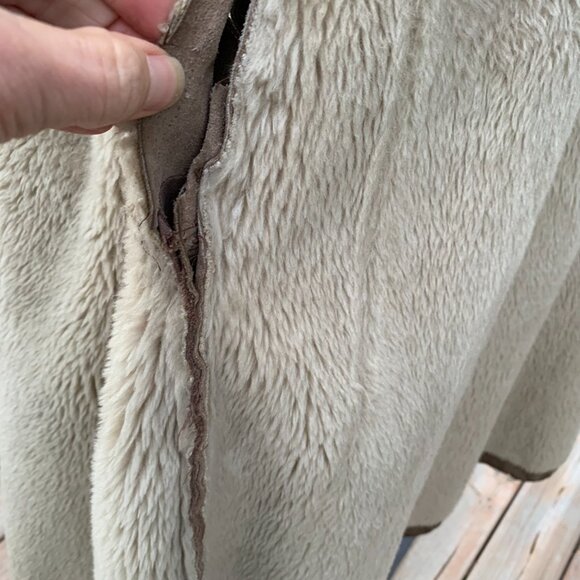 Vintage 70s Sears Suede Penny Lane Coat Faux Fur Collar Lined Belted Overcoat - Picture 11 of 16